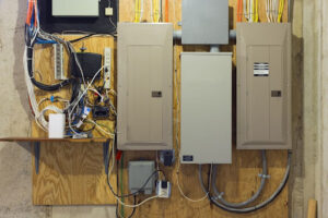 Two electrical panels in residential home.