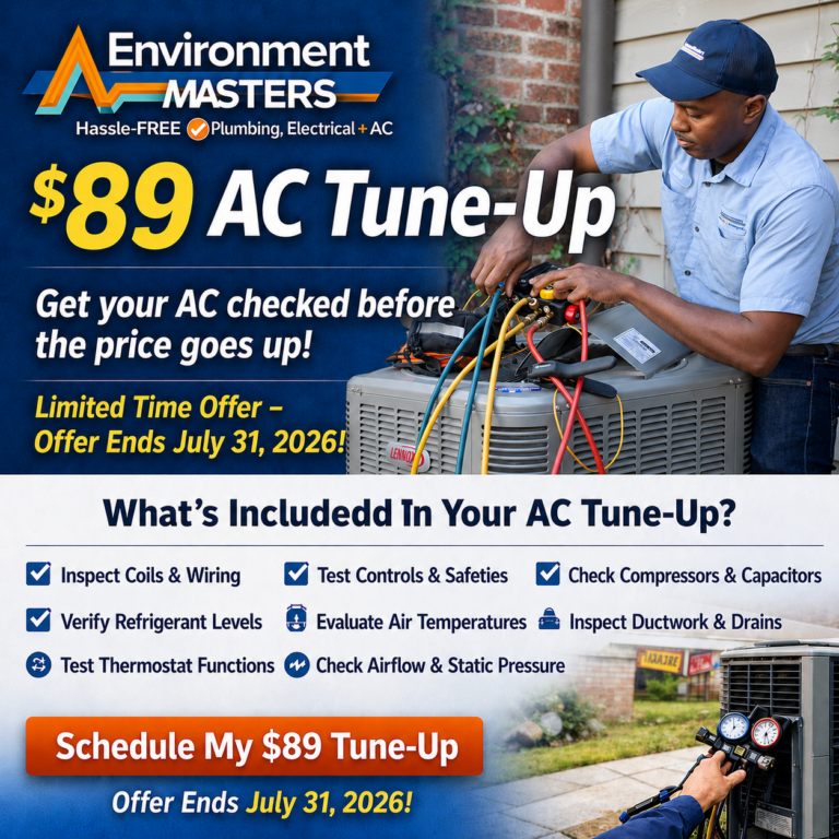 Environment Masters technician performing an AC tune-up.